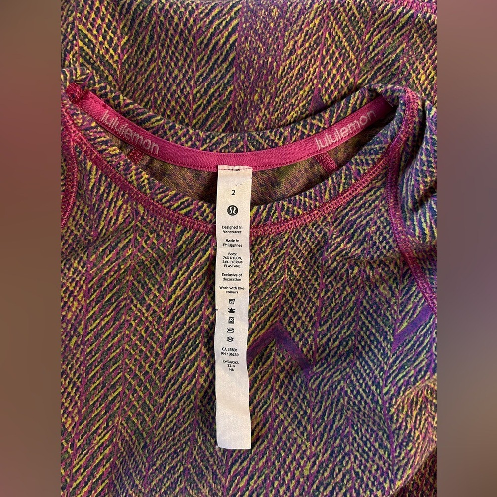 Lululemon Swiftly Tech Long Sleeve 2.0 Chevron Herringbone Magenta Purple Size 2 - Picture 8 of 13